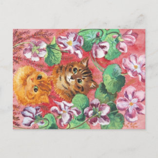 Louis Wain Katten en Pansies Briefkaart