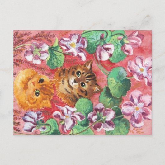 Louis Wain Katten en Pansies Briefkaart (Voorkant)