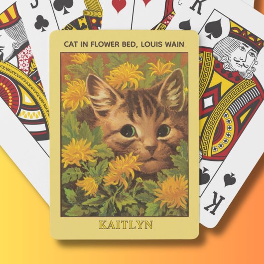 Louis Wain Katten in Bloembed Gepersonaliseerd Pokerkaarten