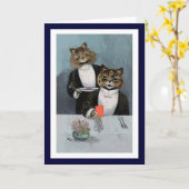 Louis Wain - Katten in Tuxedos -  klinieken Kaart (Gele Bloem)