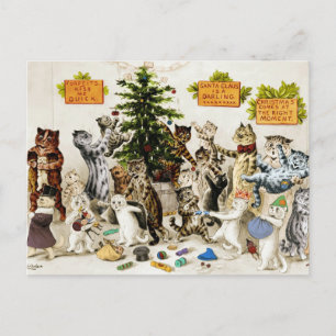 Louis Wain Katten Kerstboom Versieren Feestje Feestdagenkaart