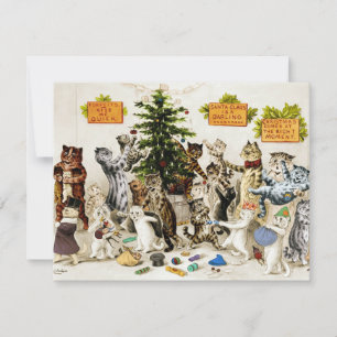 Louis Wain Katten Kerstboom Versierfeest Bedankkaart