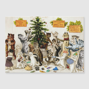 Louis Wain Katten Kerstfeest Magnetische Kaart
