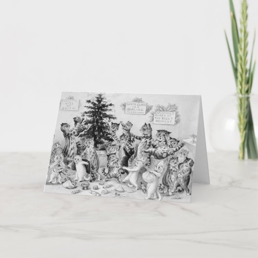 Louis Wain - Katten vieren Kerstmis Feestdagen Kaart (Voorkant)