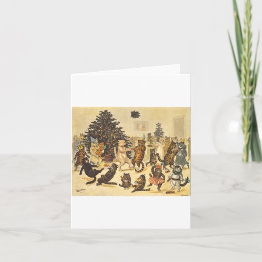 Louis Wain Kerstfeest Kaart (Voorkant)