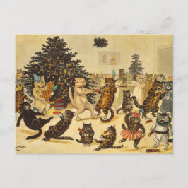 Louis Wain Kerstfeest Partij Katten Vakantie Ansic Feestdagenkaart