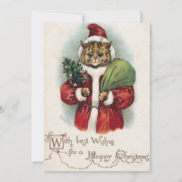 Louis Wain Kerstkat Plat Kerstkaart
