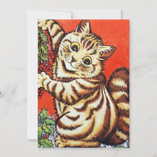 Louis Wain Kerstkat Plat Kerstkaart (Voorkant)