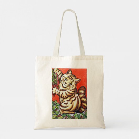 Louis Wain Kerstkat Versiert Boom Tote Bag (Achterkant)