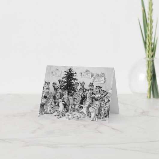  Louis Wain Kerstkatten Feestdagen Kaart (Voorkant)