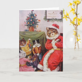 Louis Wain Kerstkatten Vintage Victoriaans Familie Kaart
