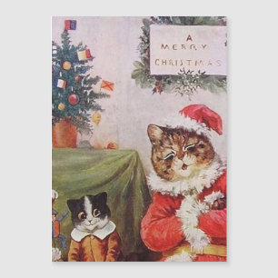 Louis Wain Kerstkatten Vintage Victoriaanse Famili