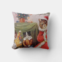 Louis Wain Kerstkatten Vintage Victoriaanse Famili