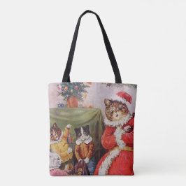 Louis Wain Kerstkatten Vintage Victoriaanse Famili Tote Bag