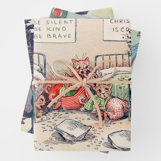 Louis Wain, kerstkerstcadeaupapier Inpakpapier Vel (In situ)