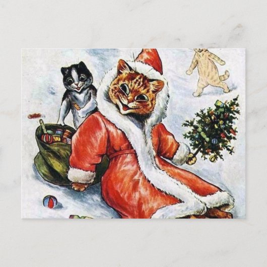 Louis Wain Kerstkerstkerstkerstkerstkerstkat Briefkaart (Voorkant)