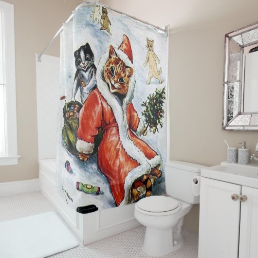Louis Wain Kerstkerstkerstkerstkerstkerstkat Douchegordijn (In situ)