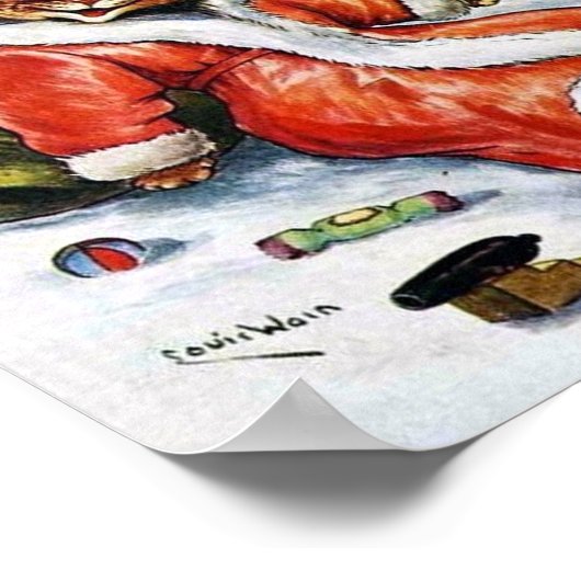 Louis Wain Kerstkerstkerstkerstkerstkerstkat Poster (Hoek)