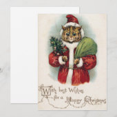 Louis Wain Kerstman Kat Platte Kerstkaart (Voorkant / Achterkant)