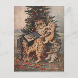 Louis Wain Kersttijd in Kattenland Feestdagenkaart