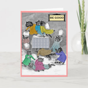  Louis Wain Kittens Pillow Fight Kaart