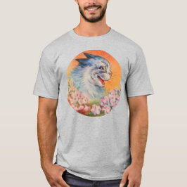 Louis Wain Laughing Blue Electric Cat in Flowers T-shirt