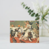 Louis Wain Merry Kerstry Briefkaart (Staand voorkant)