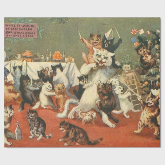 Louis Wain Merry Kerstry Cadeaupapier (Vlak)