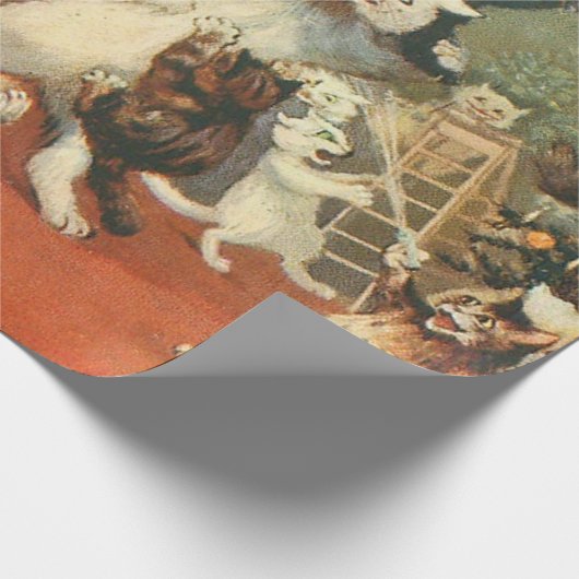 Louis Wain Merry Kerstry Cadeaupapier (Hoek)