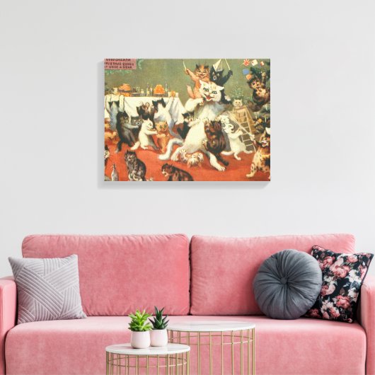 Louis Wain Merry Kerstry Canvas Afdruk (Insitu (Woonkamer))