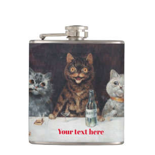 Louis Wain met vinyl omwikkelde heupfles