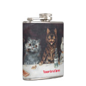 Louis Wain met vinyl omwikkelde heupfles (Rechts)
