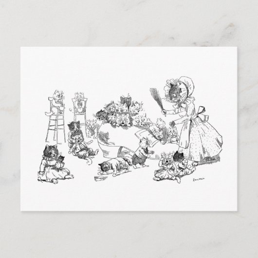 Louis Wain Old Cat in Shoe Nursery Rhyme Briefkaart (Voorkant)