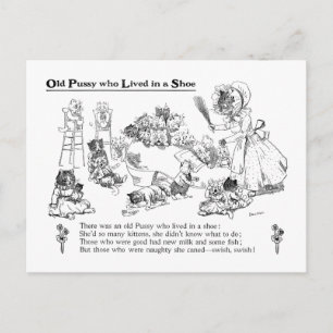 Louis Wain Old Cat in Shoe Nursery Rhyme Briefkaart
