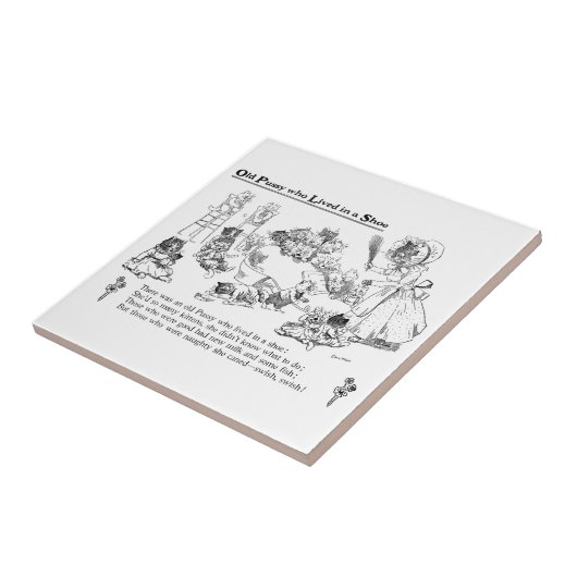 Louis Wain Old Cat in Shoe Nursery Rhyme Tegeltje (Zijkant)