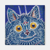 Louis Wain Psychedelic Blue Cat Magneet (Voorkant)