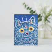 Louis Wain Psychedelic Blue Cat Painting Briefkaart (Staand voorkant)