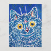 Louis Wain Psychedelic Blue Cat Painting Briefkaart (Voorkant)