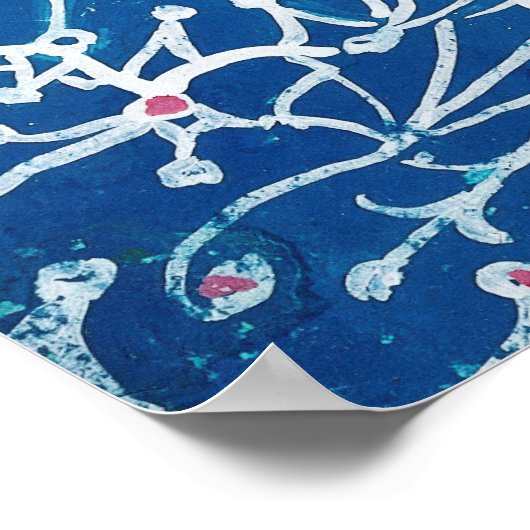 Louis Wain Psychedelic Blue Cat Painting  Poster (Hoek)