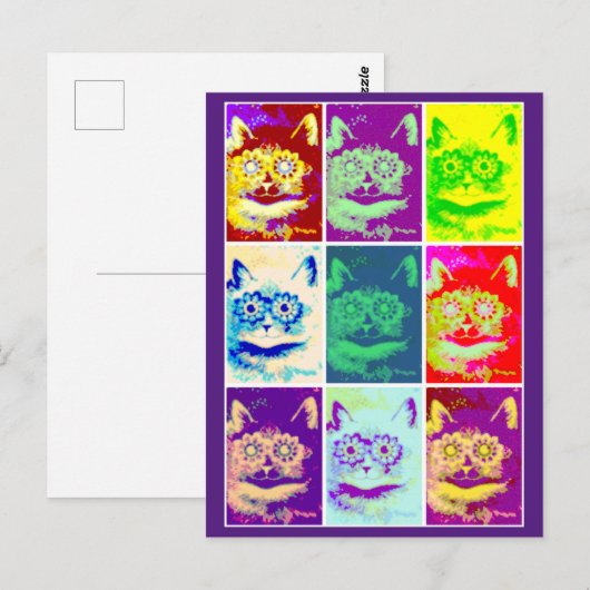 Louis Wain, Psychedelic Cat, Art Briefkaart (Voorkant / Achterkant)