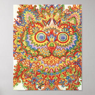 Louis Wain Psychedelic Cat Colorful Poster