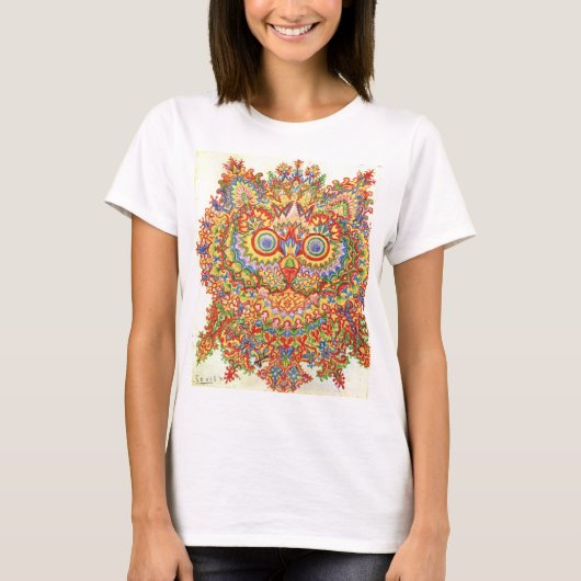 Louis Wain Psychedelic Cat Colorful T-shirt (Voorkant)