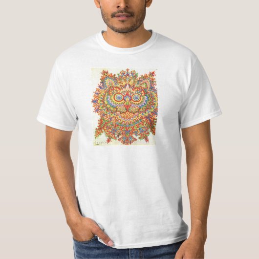Louis Wain Psychedelic Cat Colorful T-shirt (Voorkant)