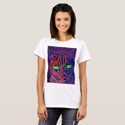Louis Wain Psychedelic Cat T-shirt (Voorkant volledig)