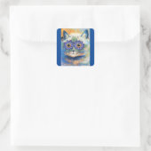 Louis Wain Psychedelic Cat Vierkante Sticker (Tas)