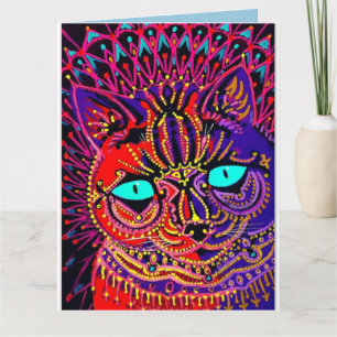 LOUIS WAIN PSYCHEDELISCH VERJAARDAG WENSKAART KAART