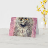 Louis Wain Russian Blue Cat Kaart (Gele Bloem)