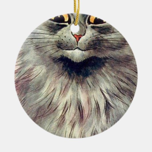 Louis Wain Russian Blue Cat Keramisch Ornament (Voorkant)