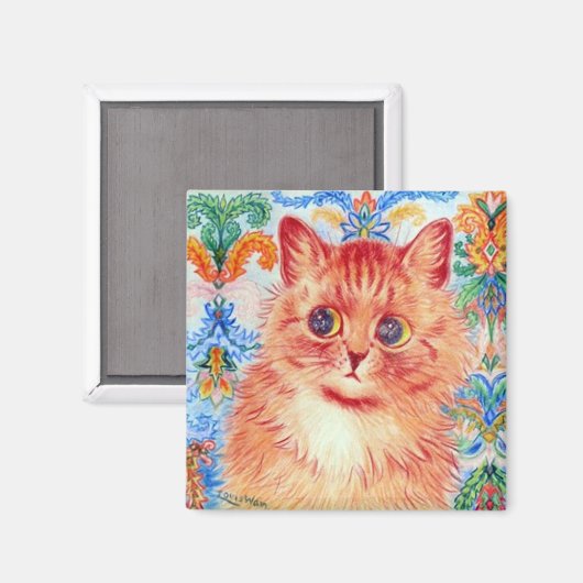 Louis Wain schattige kat met abstracte patronen ac Magneet (Voorkant / Achterkant)