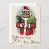Louis Wain Sinterklaas Kat Vlakke Kerstkaart (Voorkant / Achterkant)